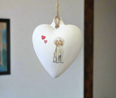 Goldendoodle Ceramic Heart Bauble